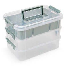 Stapelbare Boxen mit Griff, Originales Model, Grün