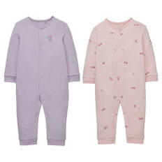Baby Overall 2er-Pack, Rosa / Violett, 62/68