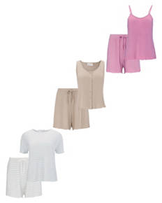 Ladies Ribbed Shorty Pyjamas