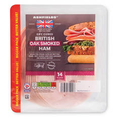 British Dry Cured Oak Smoked Ham Family Pack 14 Slices