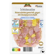 Aspik-Aufschnitt 200 g, Schinkensülze mit Champignons