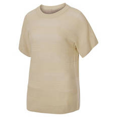 Damen Pullover mit Lochstrickmuster, Beige, S 36/38