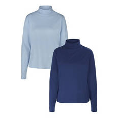 Damen Langarmshirt 2er-Set, Marineblau/Blau, S 36/38