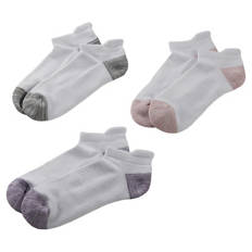 Damen-/Herren-Fitnesssocken 3er-Pack, Knöchel, Grau/Lila/Rot, 35/38