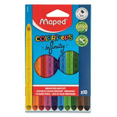 Matériel pour le dessin, crayons de couleur, infini