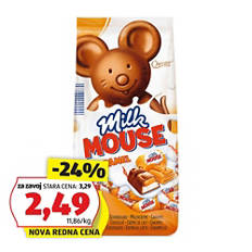 Miške iz mlečne čokolade, s karamelo