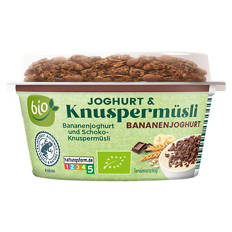 Bio Joghurt & Knuspermüsli 150 g, Banane und Schoko