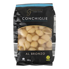 Assortiment de pâtes au bronze, conchiglie