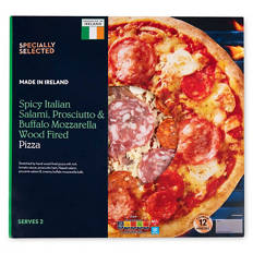 Spicy Italian Salami, Proscuitto & Buffalo Mozzarella Wood Fired Pizza
