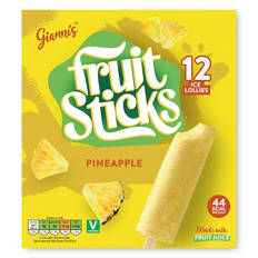 Pineapple Fruit Sticks Ice Lollies 12 Pack