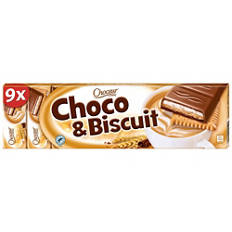 Barres chocolatées et biscuits, cappuccino