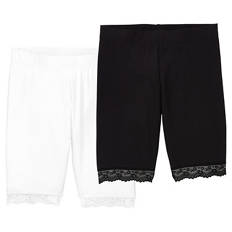 Damen Radler-Leggings 2er-Pack, Schwarz/Weiß, S 36/38