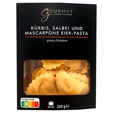 Pasta 250 g, Mezzelune, Kürbis, Salbei und Mascarpone