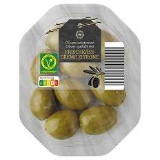Olivenvariationen 100 g, Oliven mit Frischkäse-Zitrone