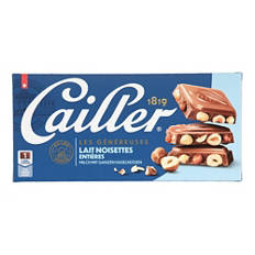 Plaque de chocolat, lait-noisettes