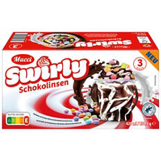 Coupe à glace molle Swirly, lentilles de chocolat