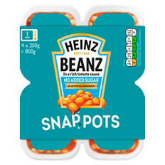 No Added Sugar Beanz in a Rich Tomato Sauce Snap Pots 4 Pack