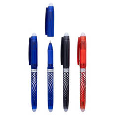 Radierbarer Tintenroller, 4 Stifte, Blau/Schwarz/Rot