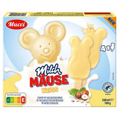 Milchmaus Stieleis 260 ml, weisse Schokolade