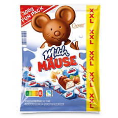 Miške iz mlečne čokolade XXL, z lešniki