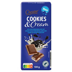 Gefüllte Schokoladentafeln 100 g, Cookies & Cream