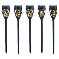 Solar Gartenfackeln, 5er-Set, Schwarz