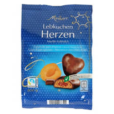 Cœurs en pain d’épices fourrés à l’abricot, chocolat au lait