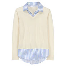 Damen Pullover 2 in 1, Creme, S 36/38