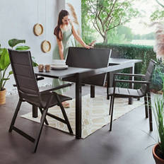 Table à rallonge en verre et aluminium