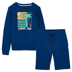 Kinder Sommersweatshirt Set, Marineblau, 122/128