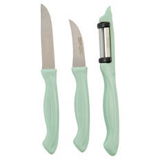 Küchenmesser-Set, Grün, Messer/Schäler