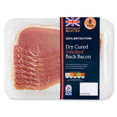 100% British Pork Dry Cured Smoked Back Bacon 8 Pack