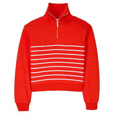 Damen Maritimes Sweatshirt, Roter Gestreift, S 36/38