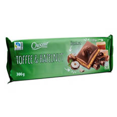 Tavolette di cioccolato grandi, toffee noci intere