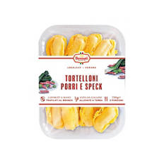Tortelloni porri e speck