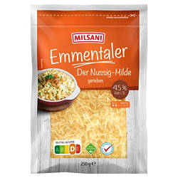 Emmentaler 250 g, gebrieben