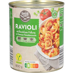 Vegane Ravioli 800 g, Gemüse in Tomatensauce