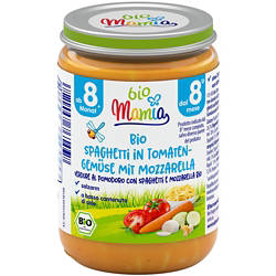 Bio-Menü 220 g, Spaghetti in Tomaten-Gemüse mit Mozzarella