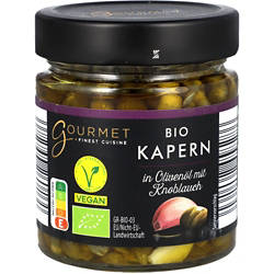Bio-Gourmet Kapern 180 g, Kapern mit Knoblauch