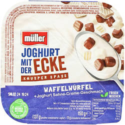 Joghurt mit der Ecke Knusper 150 g, Waffelwürfel