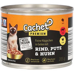 Katzen Nassfutter 205 g, Rind-Pute-Huhn