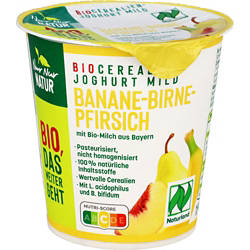 Bio-Fruchtjoghurt mit Hafer 150 g, Banane-Birne-Pfirsich