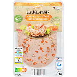 Geflügel-Aufschnitt mit 30 % Gemüse 100 g, Karotte und Lauch