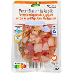 Aspik-Aufschitt 200 g, Putenfleisch mit Paprika und Gurke