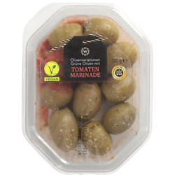 Olivenvariationen 100 g, Oliven mit Tomatenmarinade