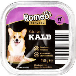 ROMEO PREMIUM Hunde Nassfutter 150 g, Kalbspastete
