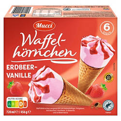 Waffelhörnchen 720 ml, Vanille-Erdbeer