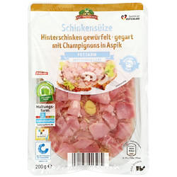 Aspik-Aufschnitt 200 g, Schinkensülze mit Champignons