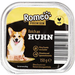 ROMEO PREMIUM Hunde Nassfutter 150 g, Hühnerpastete