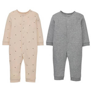 Baby Overall 2er-Pack, Beige / Grau-Meliert, 86/92